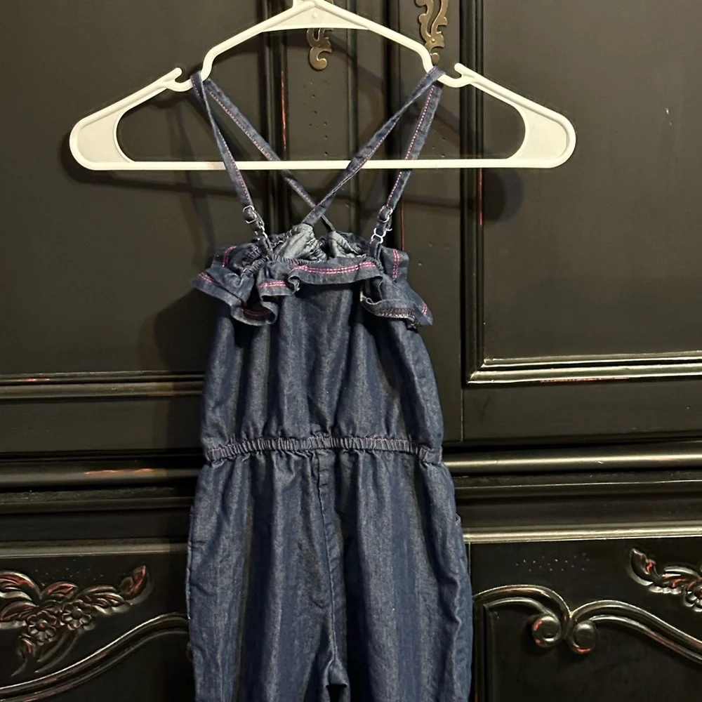 Hello Kitty Girls Denim Jumpsuit with spaghetti straps young girls size 6 - Picture 11 of 12